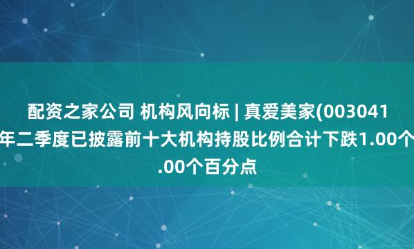 配资之家公司 机构风向标 | 真爱美家(003041)2025年二季度已披露前十大机构持股比例合计下跌1.00个百分点